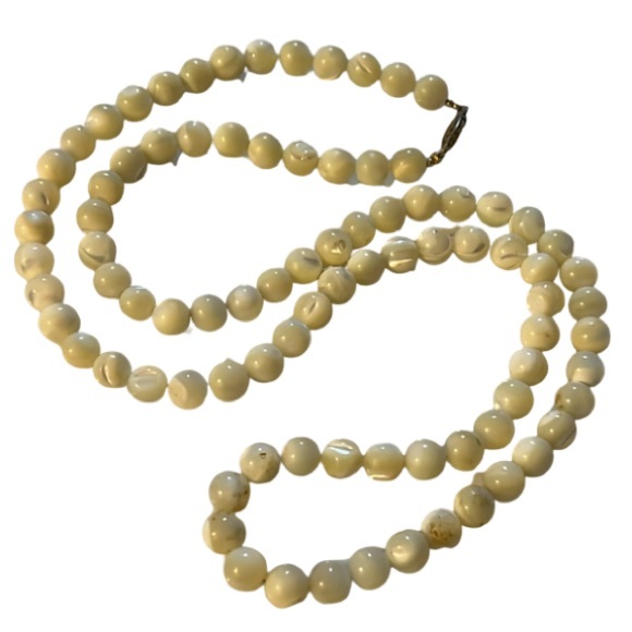 Vintage Art Deco MOP Mother Of Pearl Crystal Beaded Necklace - Picture 3 of 9